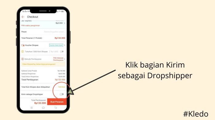 Cara daftar dropship shopee