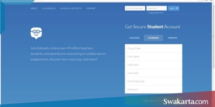 Cara daftar edmodo sebagai siswa